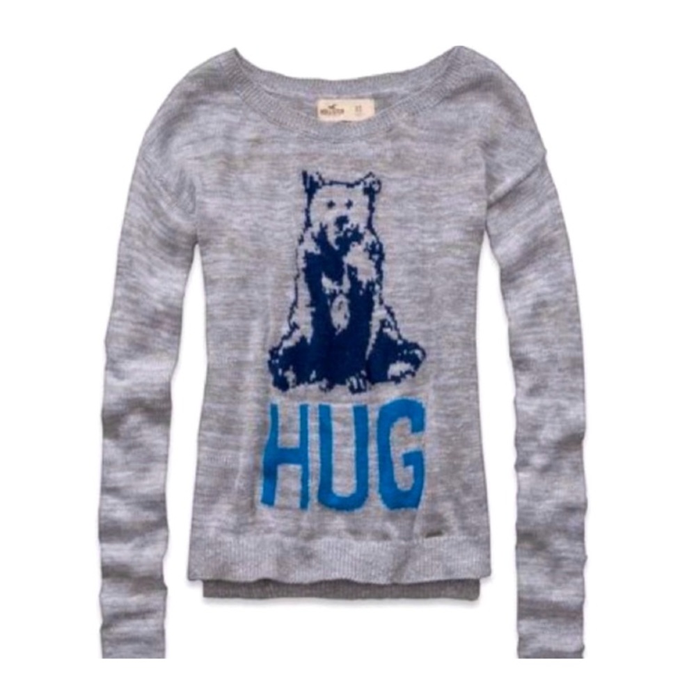 Hollister Hug Bear Sweater Gray-Blue